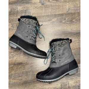 Khombu Kerigan Snow Boots Women's Size 5.5 Black Gray Waterproof Thermolite
